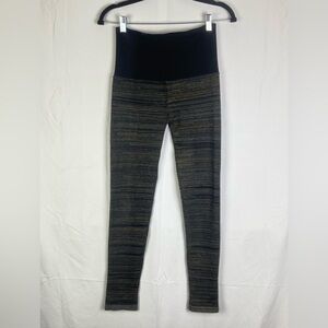 M Rena One Size Leggings Stretch Yoga Bohemian Seamless Striped High Waist EUC